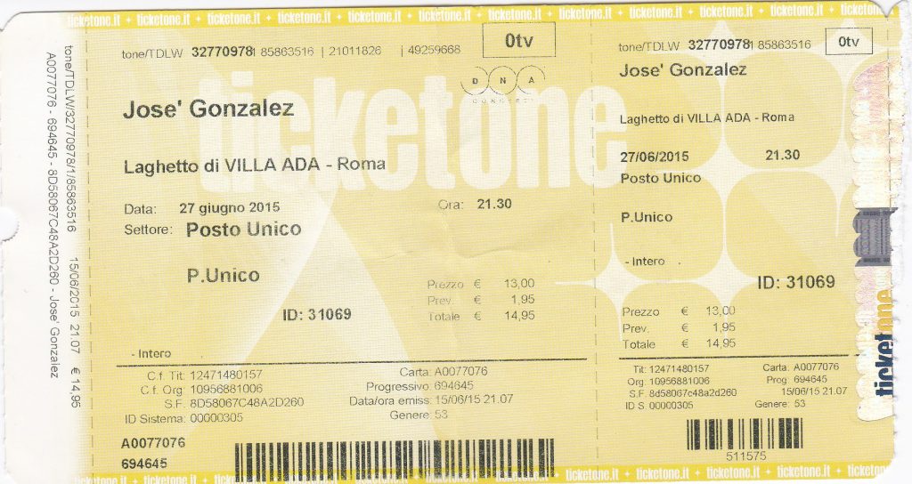 Jose Gonzales ticket